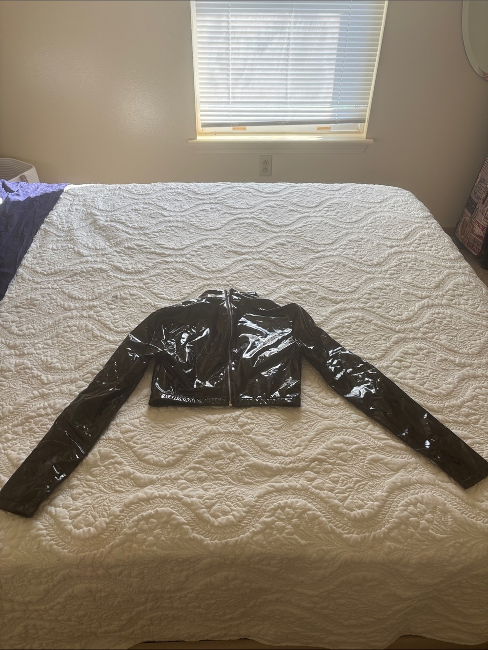 Forever 21 Black Patent Cropped Jacket